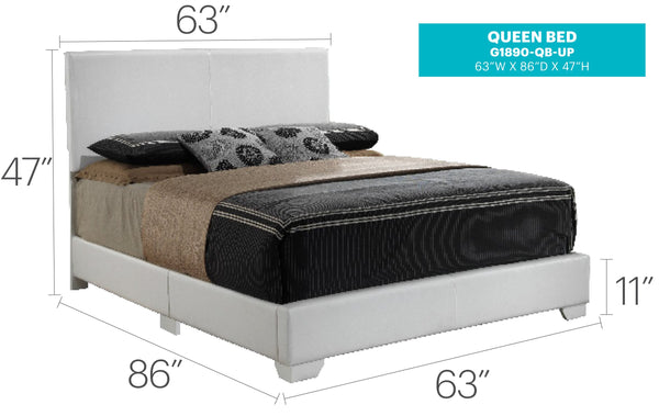 English Elm Elegant Velvet Full Bed Frame with Sturdy Support, Transitional Design, Easy Assembly, Modern Appeal White 4 L x 33 W x 65 H B078108090
