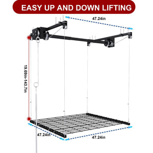 English Elm Overhead Garage Ceiling Rack All Steel Crank Down Platform 250 Lb Locking Hoist W2700P346225