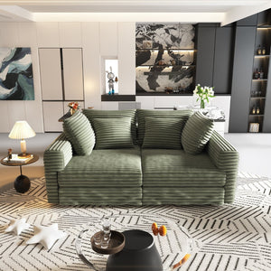 English Elm 102.4 Inch Plush Corduroy Cloud Sofa Deep Seat Four Person Convertible Lounge for Living Room Green W1885S00343