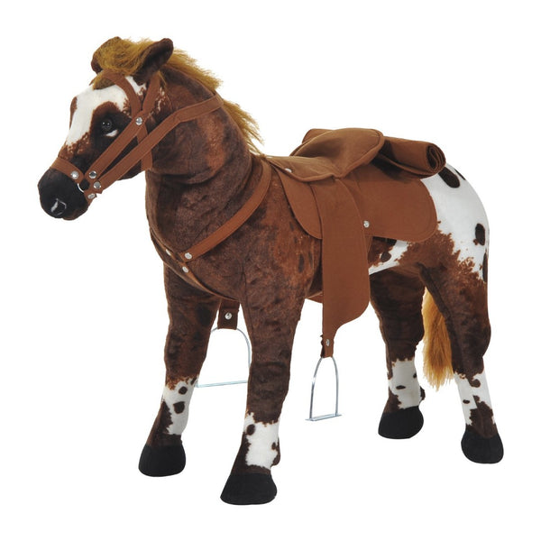English Elm Qaba Plush Ride on Rocking Horse Toy with Neighing Sounds and Padded Seat for Toddlers W2225P200761