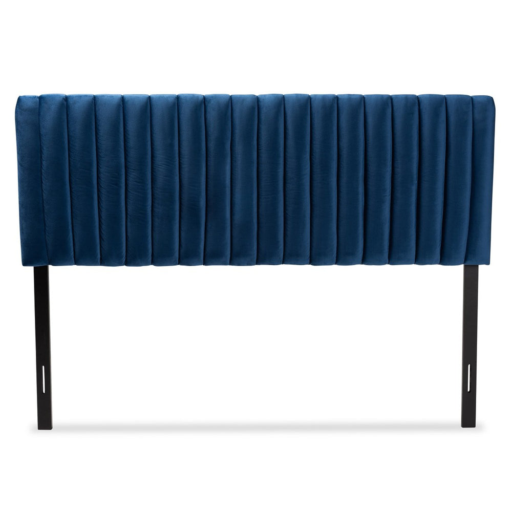 Baxton Studio Baxton Studio Emile Plush Navy Velvet Upholstered Headboard with Adjustable Height for Any Bedroom Queen Emile-Navy Blue Velvet-HB-Queen