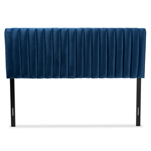 Baxton Studio Baxton Studio Emile Plush Navy Velvet Upholstered Headboard with Adjustable Height for Any Bedroom Queen Emile-Navy Blue Velvet-HB-Queen