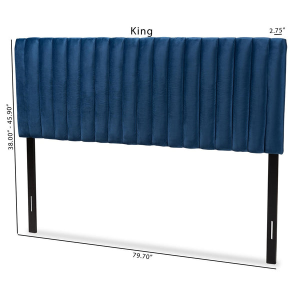Baxton Studio Baxton Studio Emile Plush Navy Velvet Upholstered Headboard with Adjustable Height for Any Bedroom Queen Emile-Navy Blue Velvet-HB-Queen