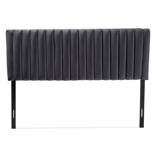 Baxton Studio Baxton Studio Emile Modern Grey Velvet Upholstered Headboard with Adjustable Height and Stylish Design Queen Emile-Grey Velvet-HB-Queen