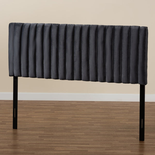 Baxton Studio Baxton Studio Emile Modern Grey Velvet Upholstered Headboard with Adjustable Height and Stylish Design Queen Emile-Grey Velvet-HB-Queen