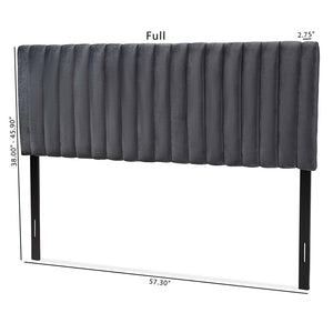 Baxton Studio Baxton Studio Emile Modern Grey Velvet Upholstered Headboard with Adjustable Height and Stylish Design Queen Emile-Grey Velvet-HB-Queen