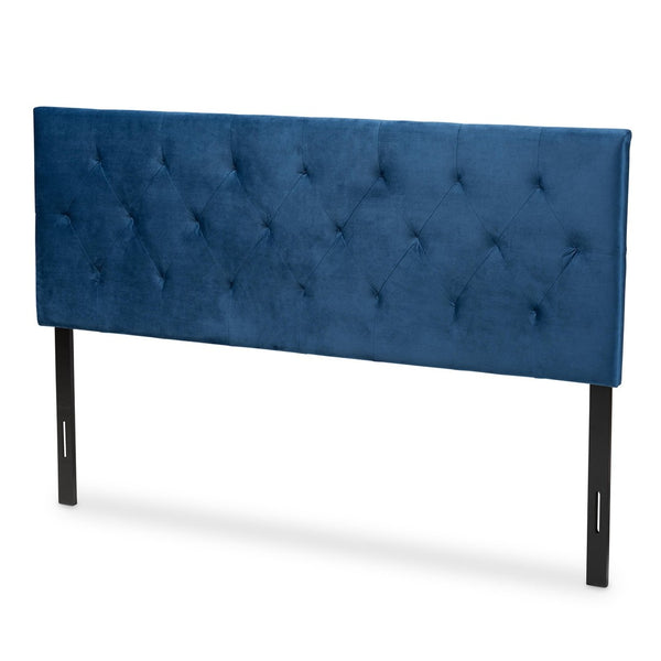 Baxton Studio Baxton Modern Navy Blue Velvet Upholstered Headboard with Diamond Tufting for Stylish Bedrooms Full Felix-Navy Blue Velvet-HB-Full