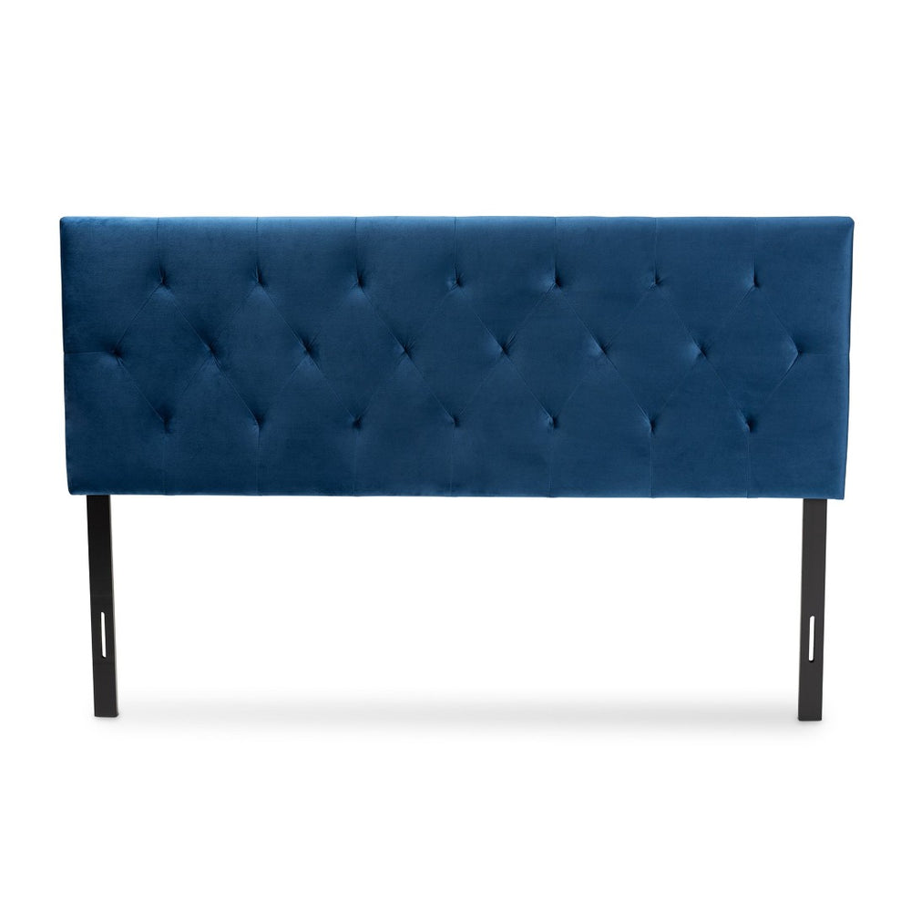 Baxton Studio Baxton Modern Navy Blue Velvet Upholstered Headboard with Diamond Tufting for Stylish Bedrooms Full Felix-Navy Blue Velvet-HB-Full