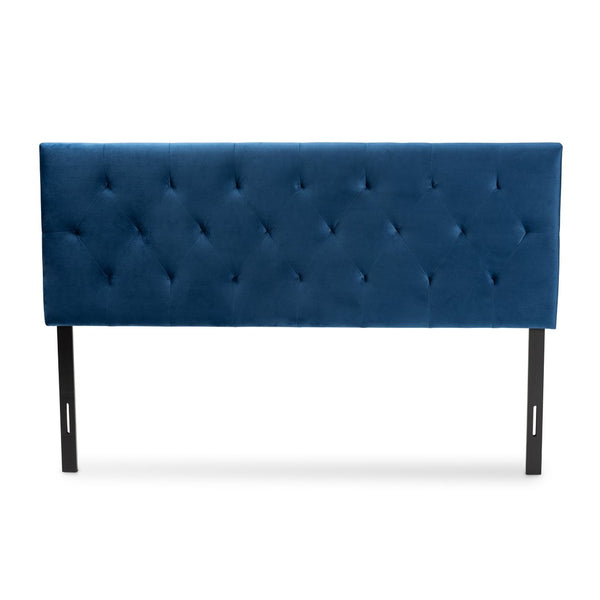 Baxton Studio Baxton Modern Navy Blue Velvet Upholstered Headboard with Diamond Tufting for Stylish Bedrooms Full Felix-Navy Blue Velvet-HB-Full
