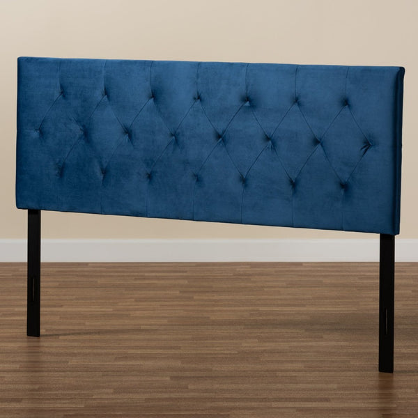 Baxton Studio Baxton Modern Navy Blue Velvet Upholstered Headboard with Diamond Tufting for Stylish Bedrooms Full Felix-Navy Blue Velvet-HB-Full