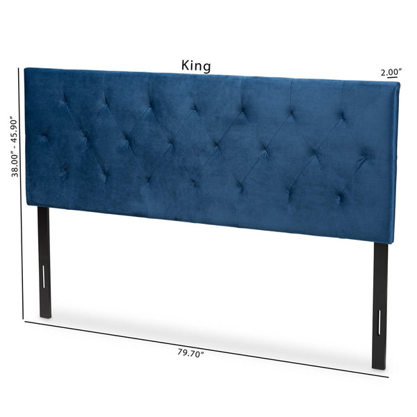 Baxton Studio Baxton Modern Navy Blue Velvet Upholstered Headboard with Diamond Tufting for Stylish Bedrooms Full Felix-Navy Blue Velvet-HB-Full