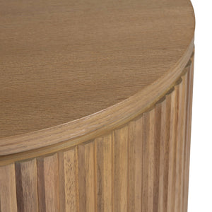 Crestview Collection Transitional Round End Table - Solid Rubberwood With Warm Brown Finish & Slatted Modern Design Brown Solid Wood Cvfdr1236