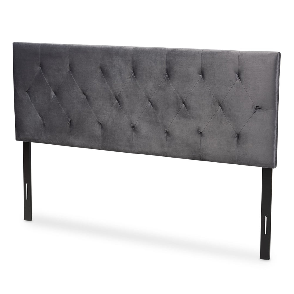 Baxton Studio Baxton Studio Felix Grey Velvet Queen Headboard - Modern Design with Diamond Tufting & Adjustable Height Felix-Grey Velvet-HB-Queen