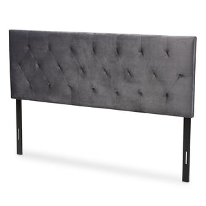 Baxton Studio Baxton Studio Felix Grey Velvet Queen Headboard - Modern Design with Diamond Tufting & Adjustable Height Felix-Grey Velvet-HB-Queen