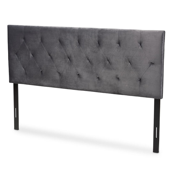 Baxton Studio Baxton Studio Felix Grey Velvet Queen Headboard - Modern Design with Diamond Tufting & Adjustable Height Felix-Grey Velvet-HB-Queen