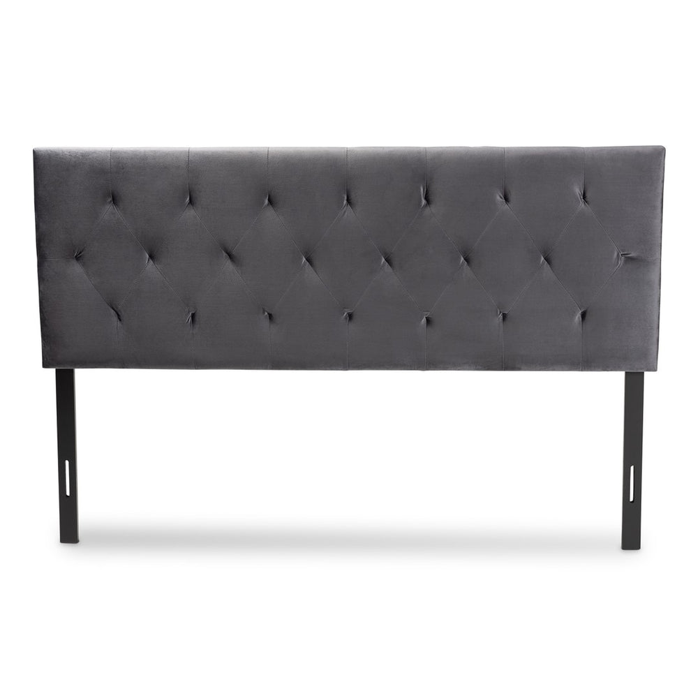 Baxton Studio Baxton Studio Felix Grey Velvet Queen Headboard - Modern Design with Diamond Tufting & Adjustable Height Felix-Grey Velvet-HB-Queen