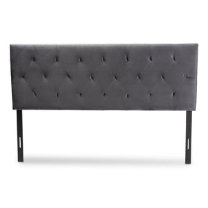 Baxton Studio Baxton Studio Felix Grey Velvet Queen Headboard - Modern Design with Diamond Tufting & Adjustable Height Felix-Grey Velvet-HB-Queen