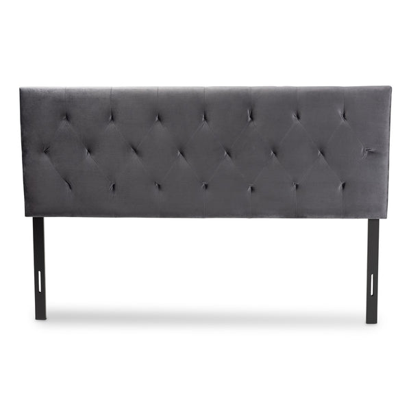 Baxton Studio Baxton Studio Felix Grey Velvet Queen Headboard - Modern Design with Diamond Tufting & Adjustable Height Felix-Grey Velvet-HB-Queen