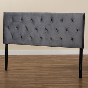 Baxton Studio Baxton Studio Felix Grey Velvet Queen Headboard - Modern Design with Diamond Tufting & Adjustable Height Felix-Grey Velvet-HB-Queen
