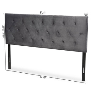 Baxton Studio Baxton Studio Felix Grey Velvet Queen Headboard - Modern Design with Diamond Tufting & Adjustable Height Felix-Grey Velvet-HB-Queen