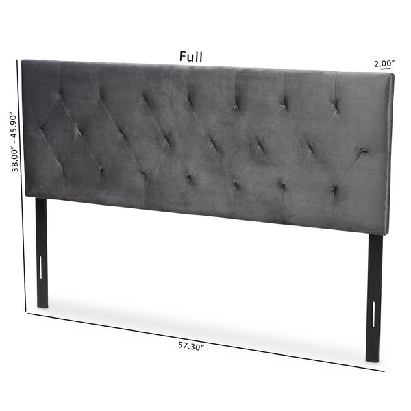 Baxton Studio Baxton Studio Felix Grey Velvet Queen Headboard - Modern Design with Diamond Tufting & Adjustable Height Felix-Grey Velvet-HB-Queen