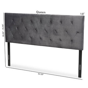 Baxton Studio Baxton Studio Felix Grey Velvet Queen Headboard - Modern Design with Diamond Tufting & Adjustable Height Felix-Grey Velvet-HB-Queen