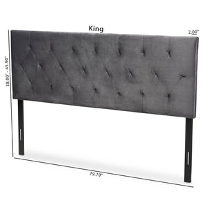 Baxton Studio Baxton Studio Felix Grey Velvet Queen Headboard - Modern Design with Diamond Tufting & Adjustable Height Felix-Grey Velvet-HB-Queen