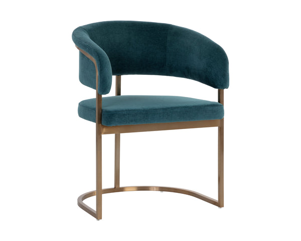 Sunpan Marris Dining Armchair - Modern Elegance with Sleek Design and Luxurious Stainless Steel Frame Gold / Danny Teal