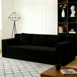English Elm 71" Corduroy Tufted Loveseat with Deep Seat and Curved Back for Compact Living Spaces Antique Black W5571P440910