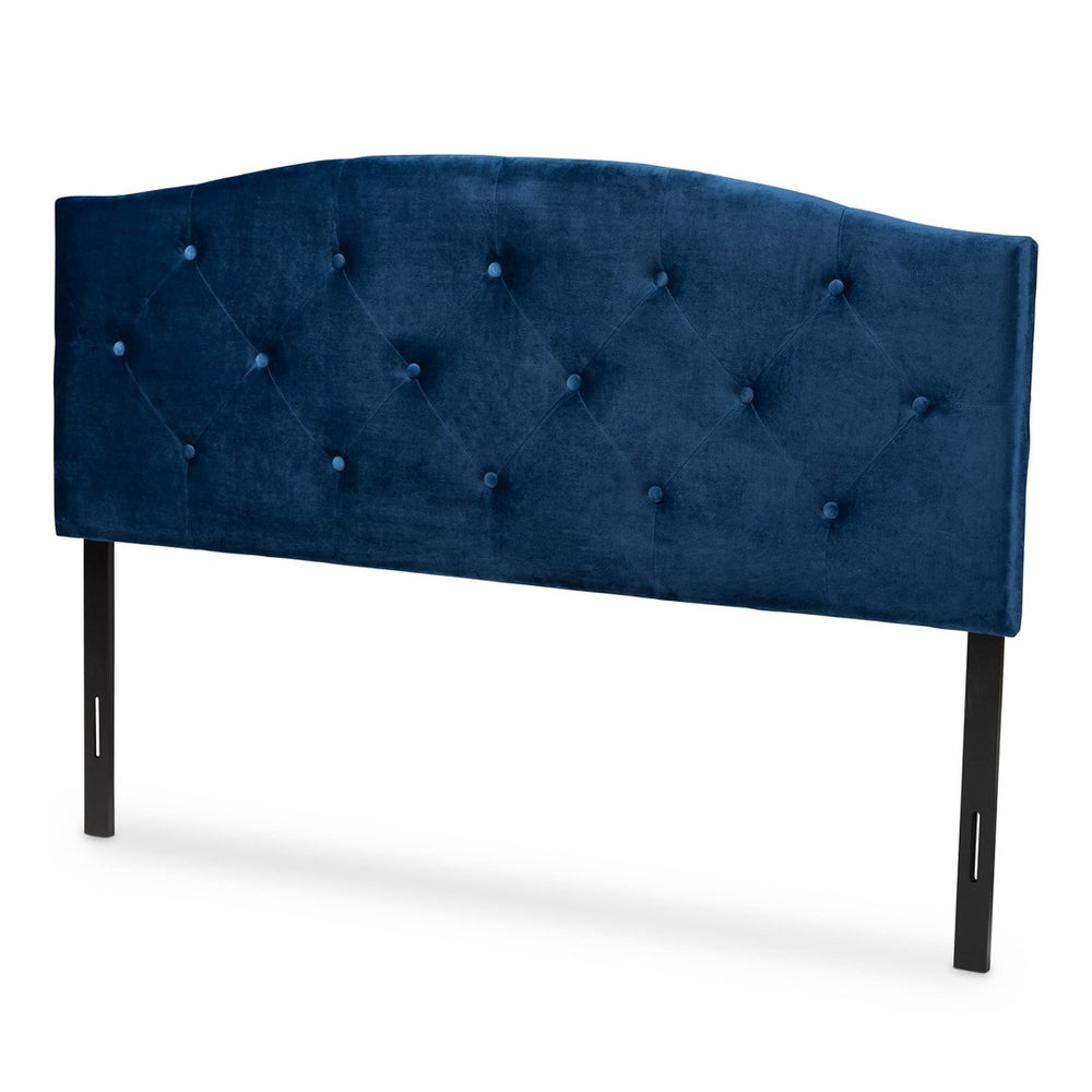 Baxton Studio Baxton Studio Modern Navy Velvet Upholstered Headboard with Elegant Tufting for Cozy Bedrooms Leone Queen Leone-Navy Blue Velvet-HB-Queen