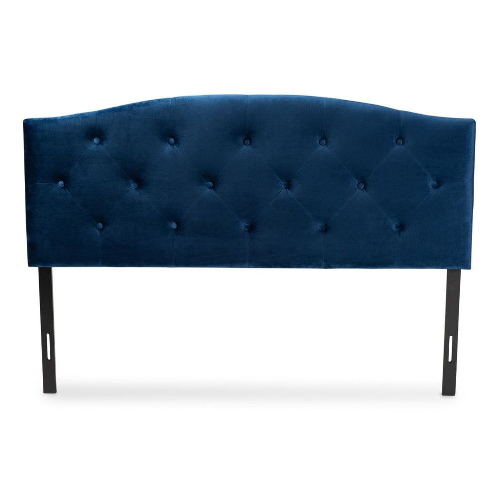 Baxton Studio Baxton Studio Modern Navy Velvet Upholstered Headboard with Elegant Tufting for Cozy Bedrooms Leone Queen Leone-Navy Blue Velvet-HB-Queen