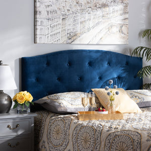 Baxton Studio Baxton Studio Leone Navy Blue Velvet King Size Headboard - Stylish Tufted Design for Modern Elegance Leone-Navy Blue Velvet-HB-King