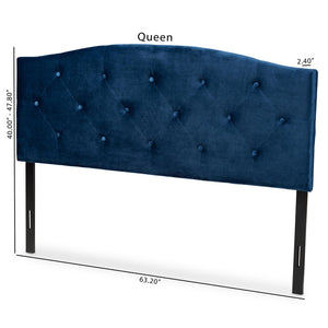 Baxton Studio Baxton Studio Leone Navy Blue Velvet King Size Headboard - Stylish Tufted Design for Modern Elegance Leone-Navy Blue Velvet-HB-King