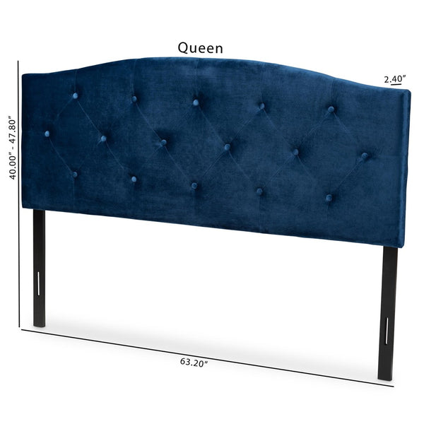 Baxton Studio Baxton Studio Modern Navy Velvet Upholstered Headboard with Elegant Tufting for Cozy Bedrooms Leone Queen Leone-Navy Blue Velvet-HB-Queen