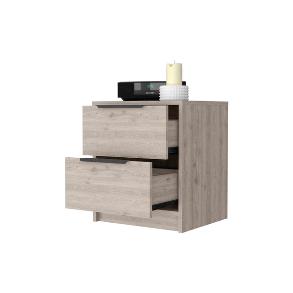 English Elm Washington Two Drawer Nightstand with Open Shelf Modern Two Tone Bedroom Storage B128P148838
