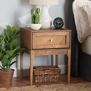 Baxton Studio Baxton Studio Ramiel Mid-Century Nightstand - Stylish Ash Walnut Wood & Rattan Drawer Storage Unit MG9005-Ash Walnut/Rattan-NS