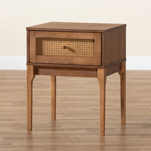 Baxton Studio Baxton Studio Ramiel Mid-Century Nightstand - Stylish Ash Walnut Wood & Rattan Drawer Storage Unit MG9005-Ash Walnut/Rattan-NS