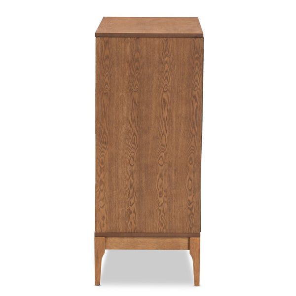 Baxton Studio Baxton Studio 4-Drawer Chest - Mid-Century Modern Ash Walnut & Rattan Storage for Stylish Spaces MG9005-Ash Walnut/Rattan-4DW-Chest