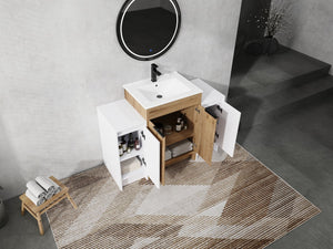 English Elm 48 Inch Freestanding Bathroom Vanity With Ceramic Sink & Soft-Close Doors For Modern Elegance W999S00314