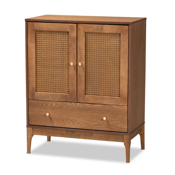 Baxton Studio Baxton Studio Ramiel Mid-Century Sideboard with Rattan Accents for Chic Storage & Style Solution MG9005-Ash Walnut/Rattan-Sideboard