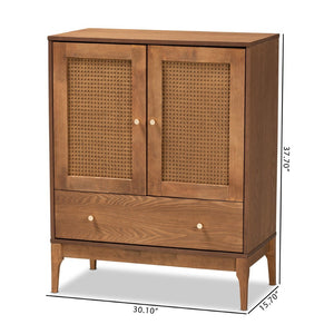 Baxton Studio Baxton Studio Ramiel Mid-Century Sideboard with Rattan Accents for Chic Storage & Style Solution MG9005-Ash Walnut/Rattan-Sideboard