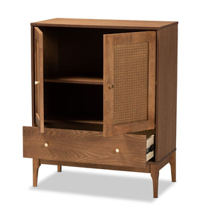 Baxton Studio Baxton Studio Ramiel Mid-Century Sideboard with Rattan Accents for Chic Storage & Style Solution MG9005-Ash Walnut/Rattan-Sideboard