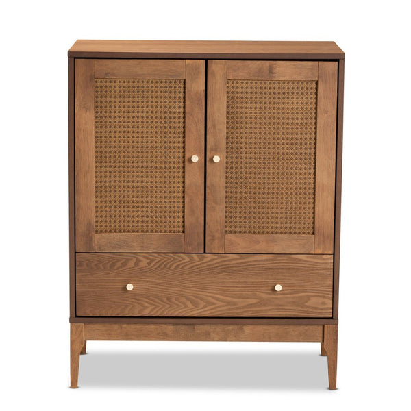 Baxton Studio Baxton Studio Ramiel Mid-Century Sideboard with Rattan Accents for Chic Storage & Style Solution MG9005-Ash Walnut/Rattan-Sideboard