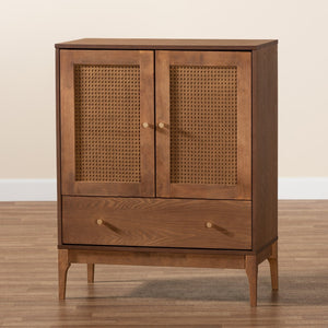 Baxton Studio Baxton Studio Ramiel Mid-Century Sideboard with Rattan Accents for Chic Storage & Style Solution MG9005-Ash Walnut/Rattan-Sideboard