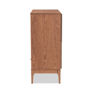 Baxton Studio Baxton Studio Ramiel Mid-Century Sideboard with Rattan Accents for Chic Storage & Style Solution MG9005-Ash Walnut/Rattan-Sideboard