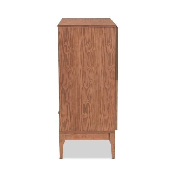 Baxton Studio Baxton Studio Ramiel Mid-Century Sideboard with Rattan Accents for Chic Storage & Style Solution MG9005-Ash Walnut/Rattan-Sideboard
