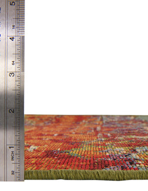 Unique Loom Outdoor Modern Crumpled Machine Made Abstract Rug Multi, Gold/Green/Navy Blue/Orange/Red/Beige/Blue/Brown/Cream 2' 7" x 12' 2"