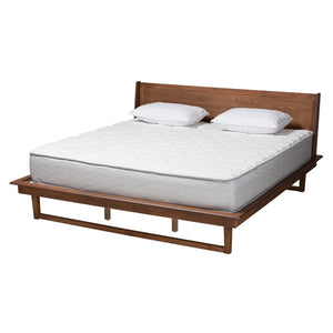 Baxton Studio Baxton Studio Macayle Queen Platform Bed - Mid-Century Modern Design in Ash Walnut Finish & Elegance MG0004-2-Ash Walnut-Queen
