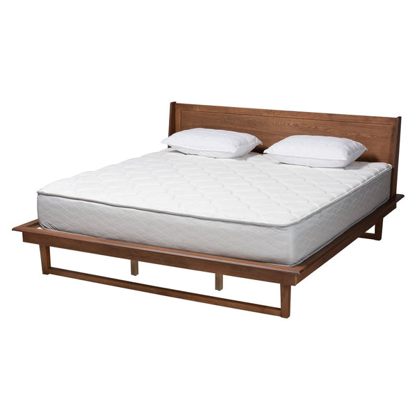 Baxton Studio Baxton Studio Macayle Queen Platform Bed - Mid-Century Modern Design in Ash Walnut Finish & Elegance MG0004-2-Ash Walnut-Queen