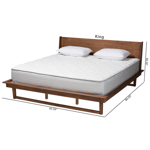 Baxton Studio Baxton Studio Macayle Queen Platform Bed - Mid-Century Modern Design in Ash Walnut Finish & Elegance MG0004-2-Ash Walnut-Queen